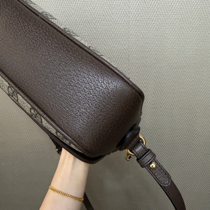 Gucci PVC咖牛皮Ophidia GG斜背包-9