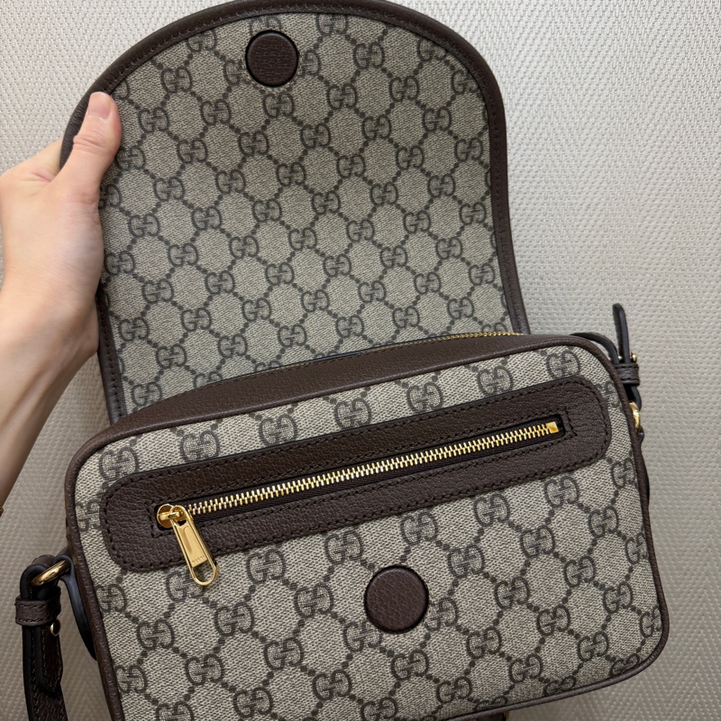 Gucci PVC咖牛皮Ophidia GG斜背包-10