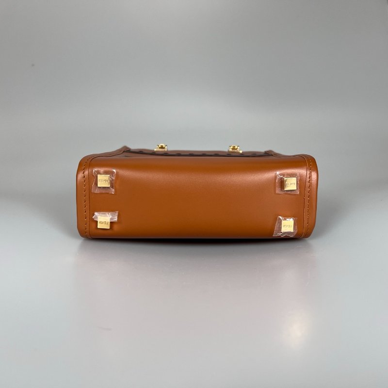 全新品 FENDI Sunshine Shopper 棕色迷你手提肩背包-4