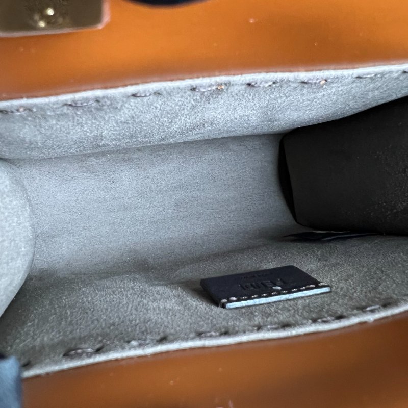 全新品 FENDI Sunshine Shopper 棕色迷你手提肩背包-5