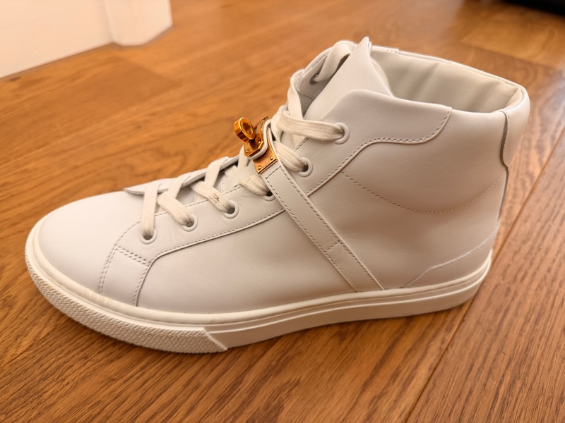 ✨ Hermès Kelley 金扣愛馬仕 白色高筒休閒鞋 金扣設計 ✨-1