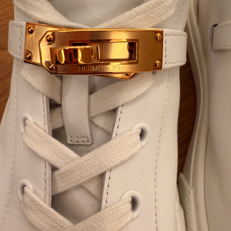 ✨ Hermès Kelley 金扣愛馬仕 白色高筒休閒鞋 金扣設計 ✨-7