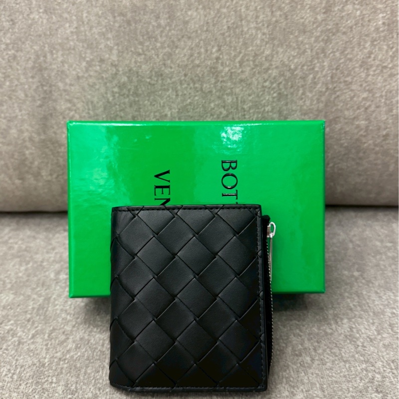 BV新款黑色編織零錢卡包-0