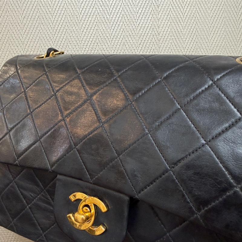 Chanel 黑羊皮金釦Coco25-2