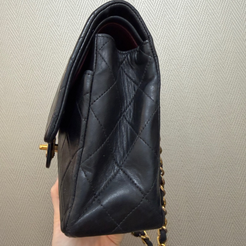 Chanel 黑羊皮金釦Coco25-3