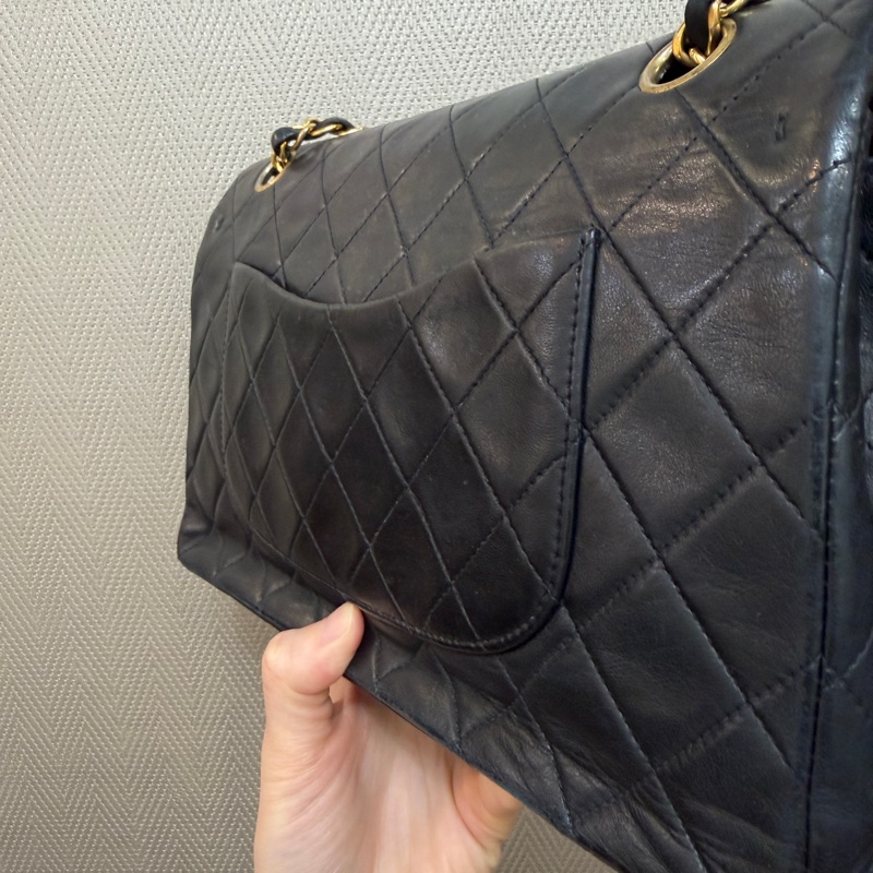 Chanel 黑羊皮金釦Coco25-7