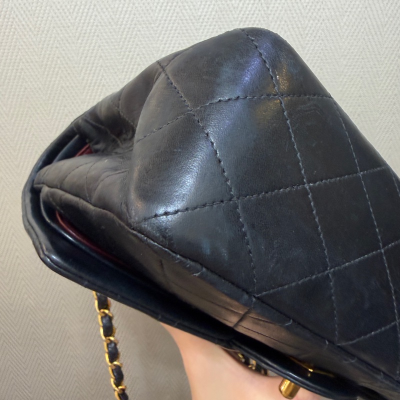 Chanel 黑羊皮金釦Coco25-10