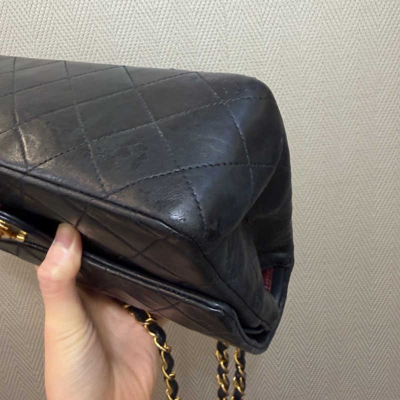 Chanel 黑羊皮金釦Coco25-11