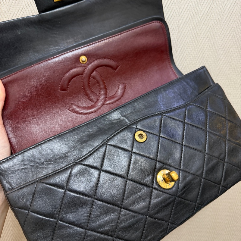 Chanel 黑羊皮金釦Coco25-17