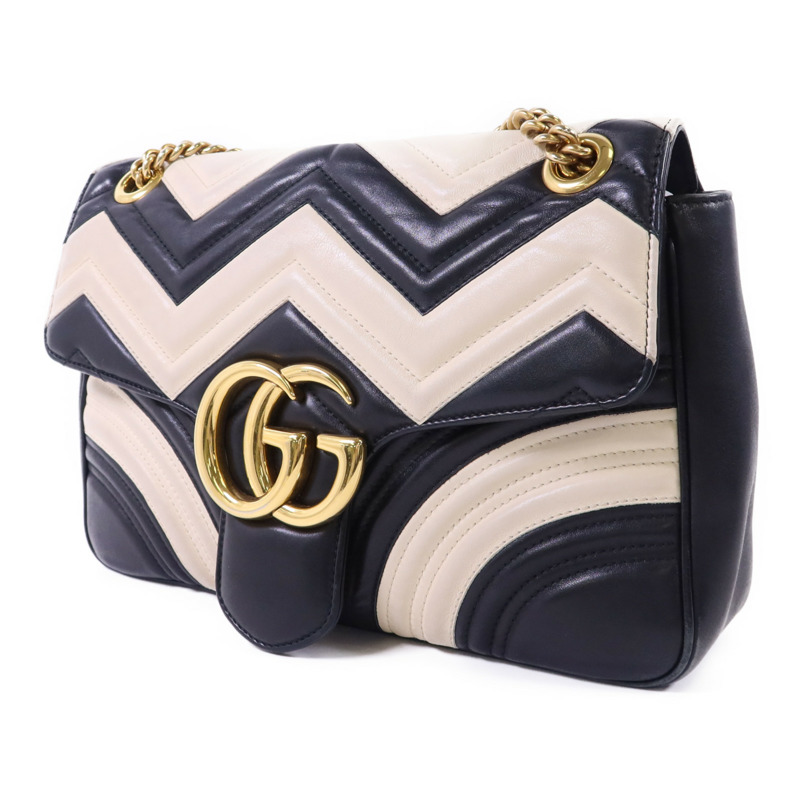 GUCCI 牛皮皮革GG Marmont金扣鏈帶肩背袋-2