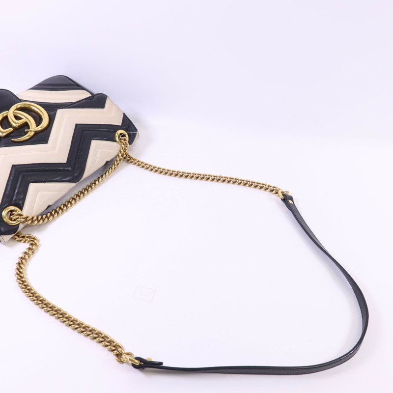 GUCCI 牛皮皮革GG Marmont金扣鏈帶肩背袋-4