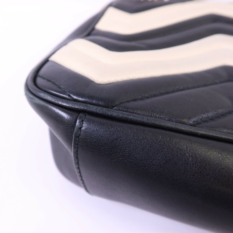 GUCCI 牛皮皮革GG Marmont金扣鏈帶肩背袋-14