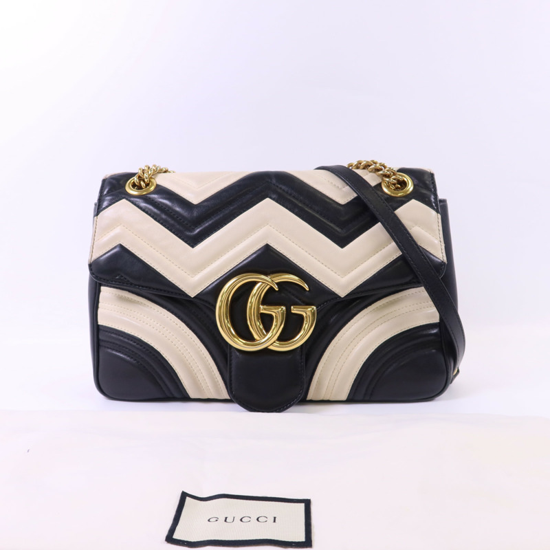 GUCCI 牛皮皮革GG Marmont金扣鏈帶肩背袋-21