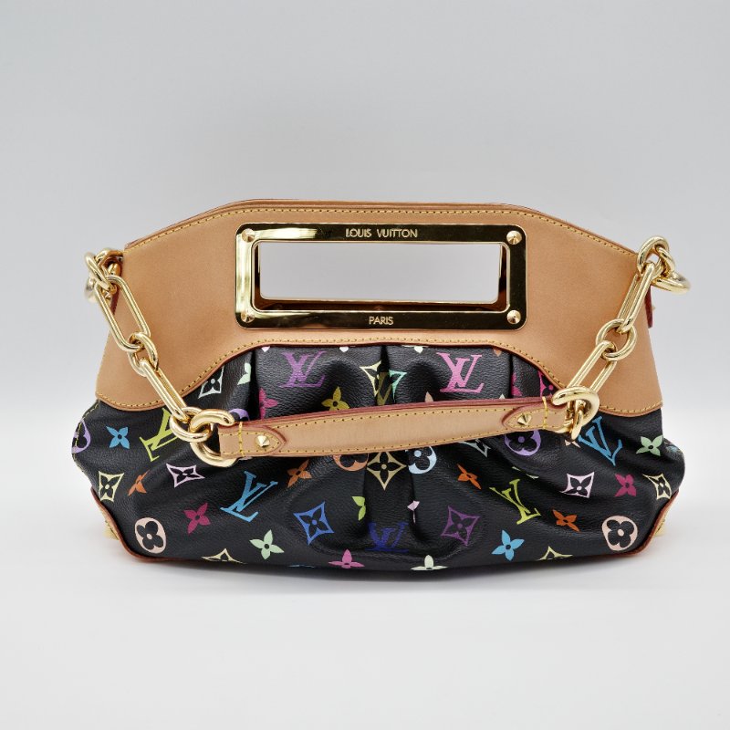 Louis Vuitton路易威登 黑三彩 Judy PM 小號 帆布 牛皮 兩用包 鍊條包 手提包-2