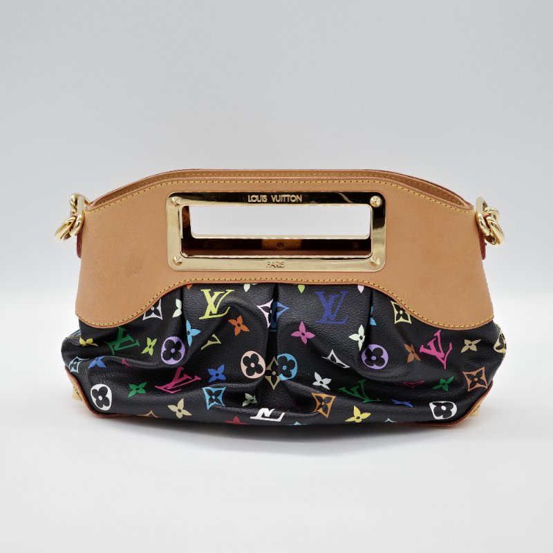 Louis Vuitton路易威登 黑三彩 Judy PM 小號 帆布 牛皮 兩用包 鍊條包 手提包-5