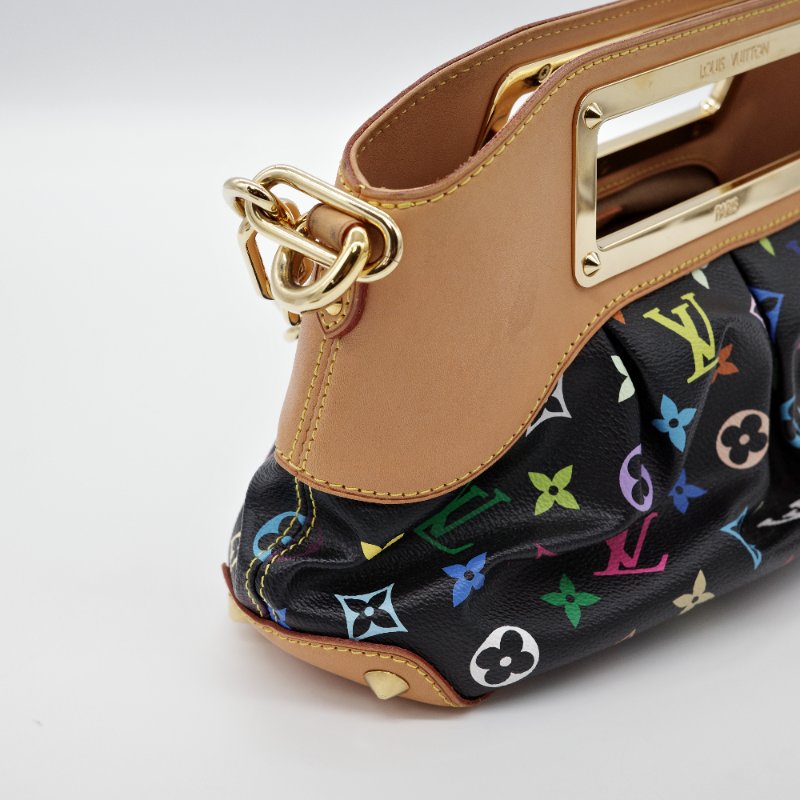 Louis Vuitton路易威登 黑三彩 Judy PM 小號 帆布 牛皮 兩用包 鍊條包 手提包-7