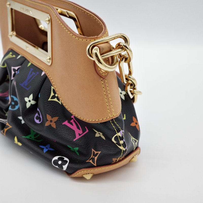 Louis Vuitton路易威登 黑三彩 Judy PM 小號 帆布 牛皮 兩用包 鍊條包 手提包-8