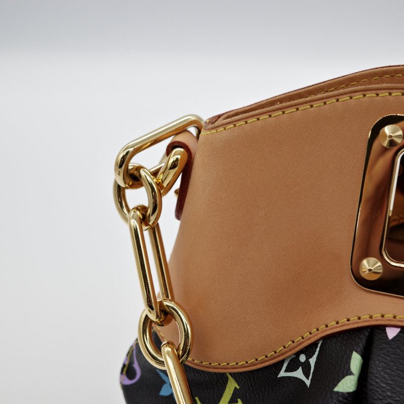 Louis Vuitton路易威登 黑三彩 Judy PM 小號 帆布 牛皮 兩用包 鍊條包 手提包-11