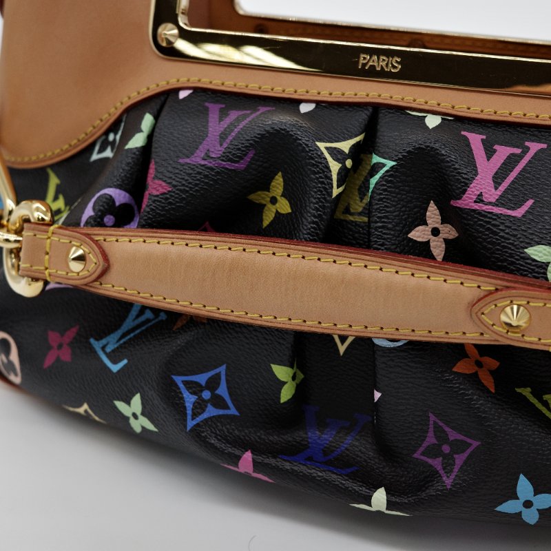 Louis Vuitton路易威登 黑三彩 Judy PM 小號 帆布 牛皮 兩用包 鍊條包 手提包-12