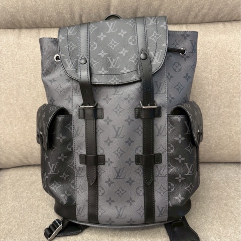 LV黑老花拼接後背包pm