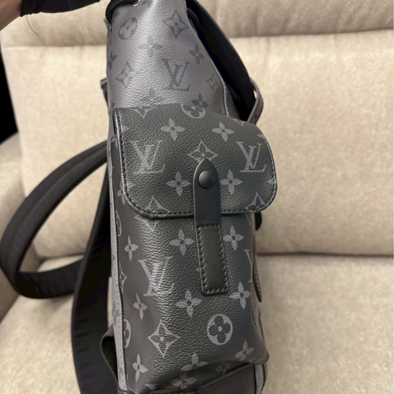 LV黑老花拼接後背包pm-1