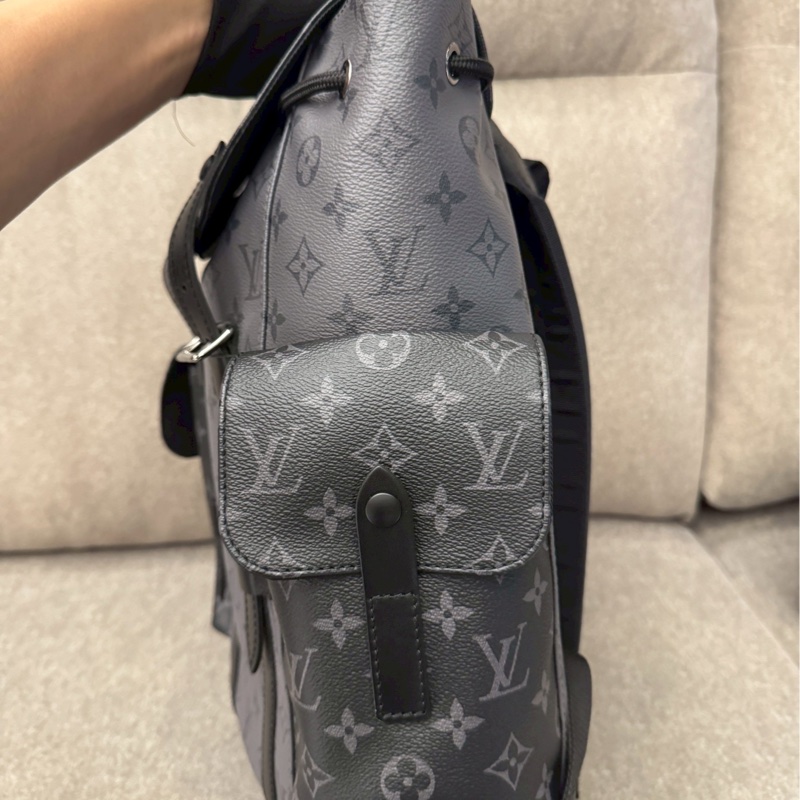 LV黑老花拼接後背包pm-2