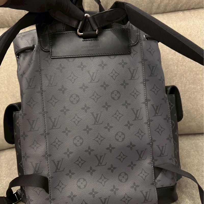LV黑老花拼接後背包pm-3