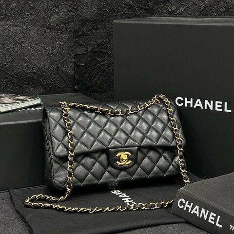 香奈兒/Chanel 黑金CF中號鏈條肩背包