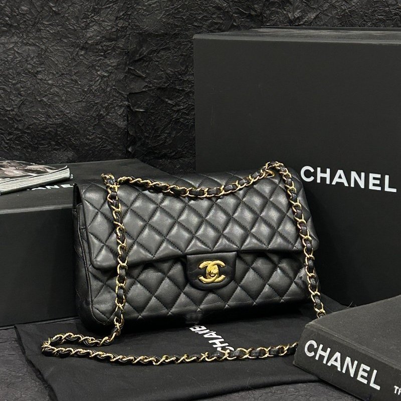 香奈兒/Chanel 黑金CF中號鏈條肩背包-0