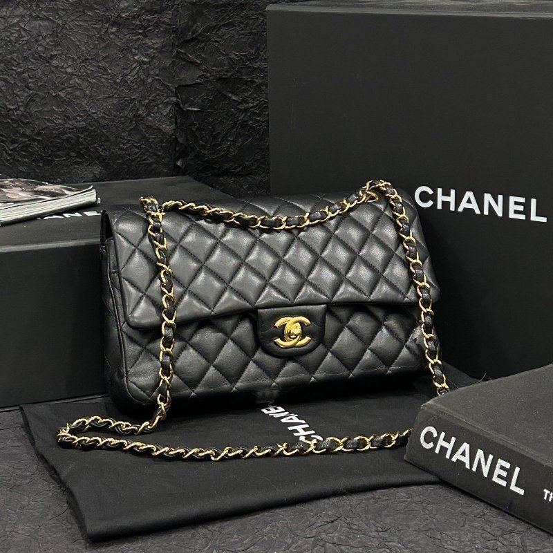 香奈兒/Chanel 黑金CF中號鏈條肩背包-5