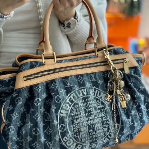 LV牛仔原花帆布限定手提側背包M95336