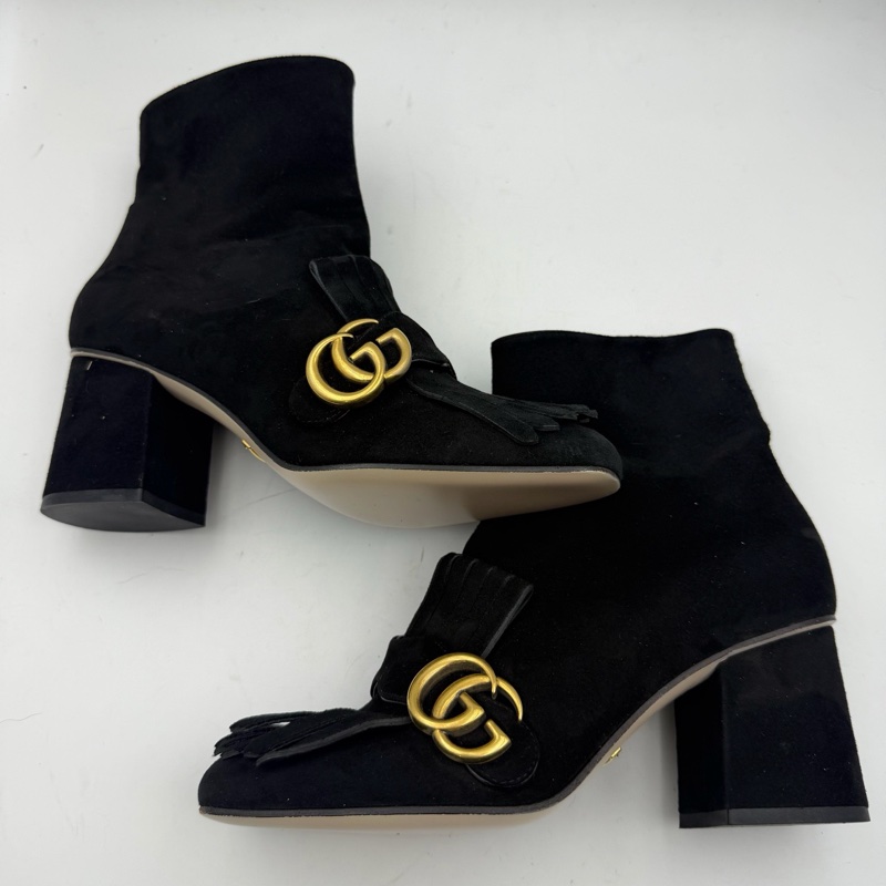 閒置新 未使用 gucci古馳流蘇短靴/無附件 ，裸鞋-1