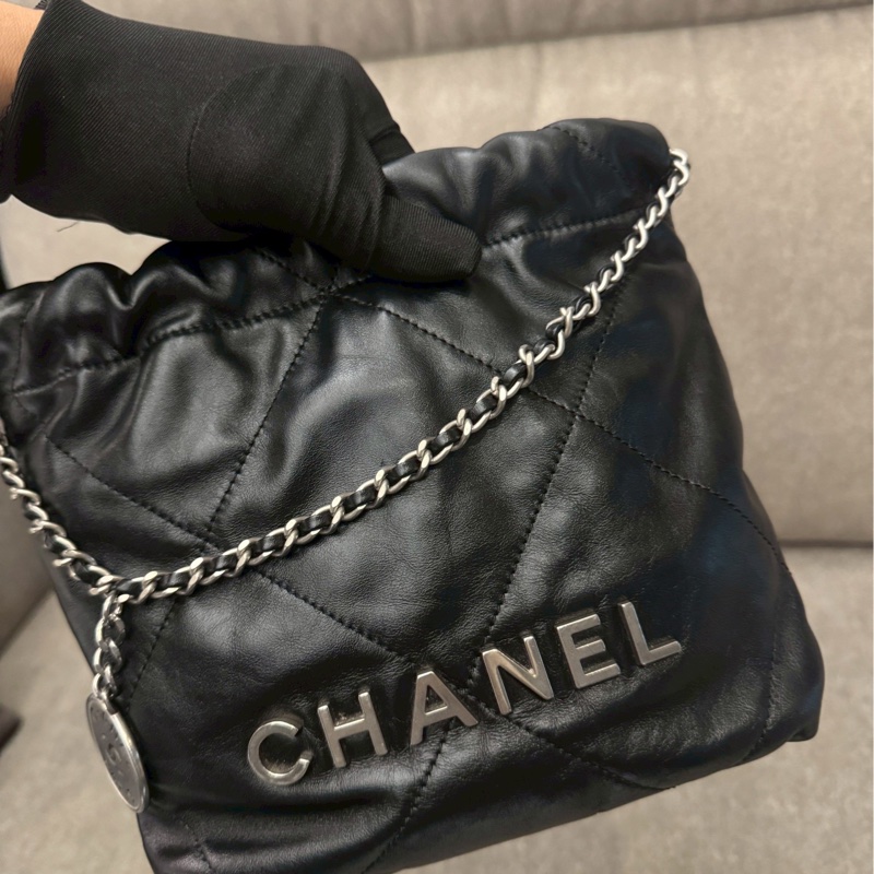 香奈兒22bag mini黑銀-3