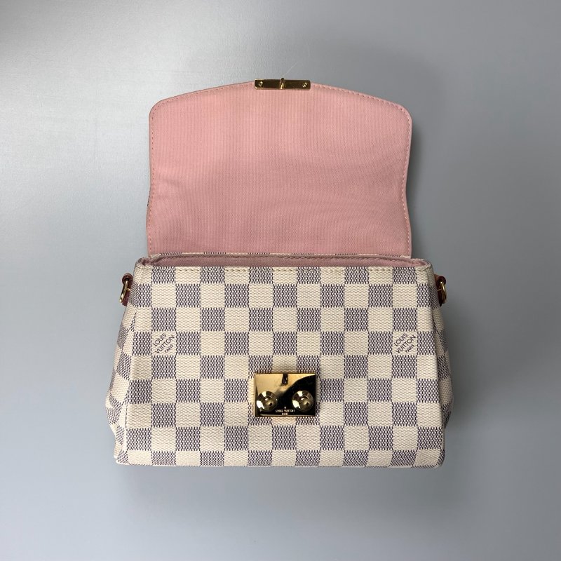 LV N41581  白棋盤格側肩包-5