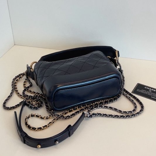 香奈兒/Chanel 海軍藍 雕花字母手柄流浪包 手提可拆卸-7