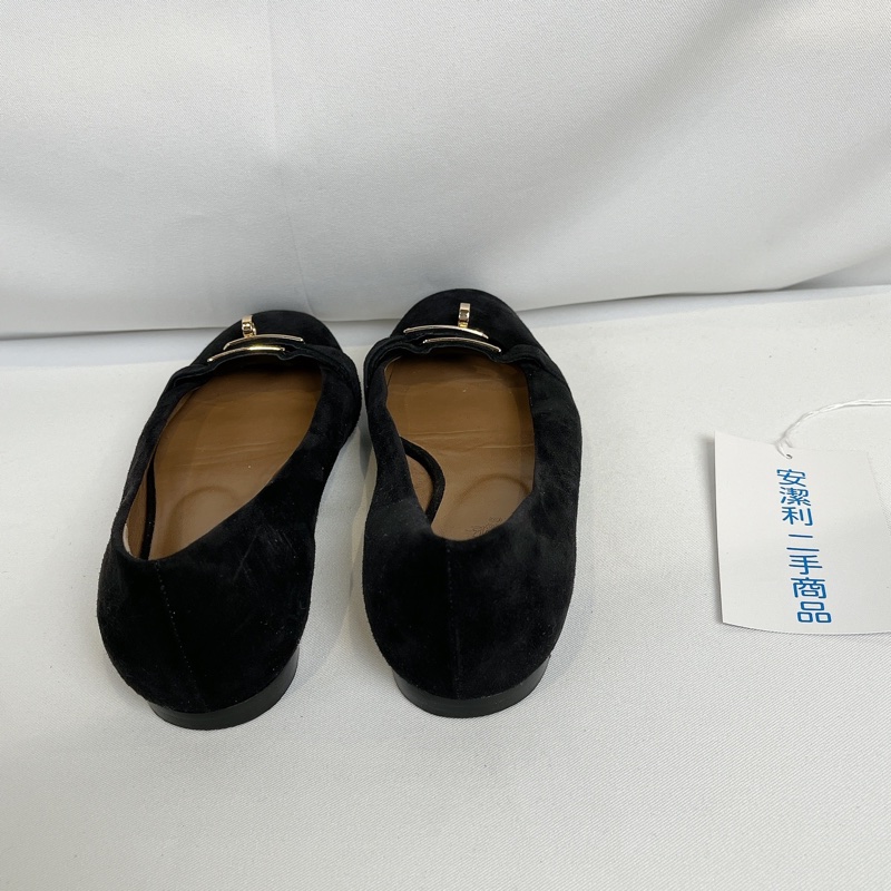 莉亞精品♡Hermes Kelly釦黑麂皮娃娃鞋#36 二手-5