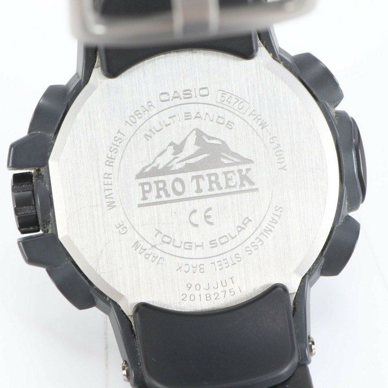 卡西歐 Pro Trek 太陽能電波手錶，指針/數位雙顯，PRW-6100Y，黑色，男士款-4