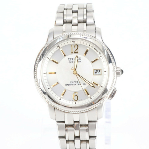 西鐵城 Exceed Eco-Drive 光動能電波控制日期腕錶 H410-T007716 銀色 男士