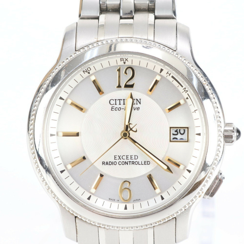 西鐵城 Exceed Eco-Drive 光動能電波控制日期腕錶 H410-T007716 銀色 男士-3