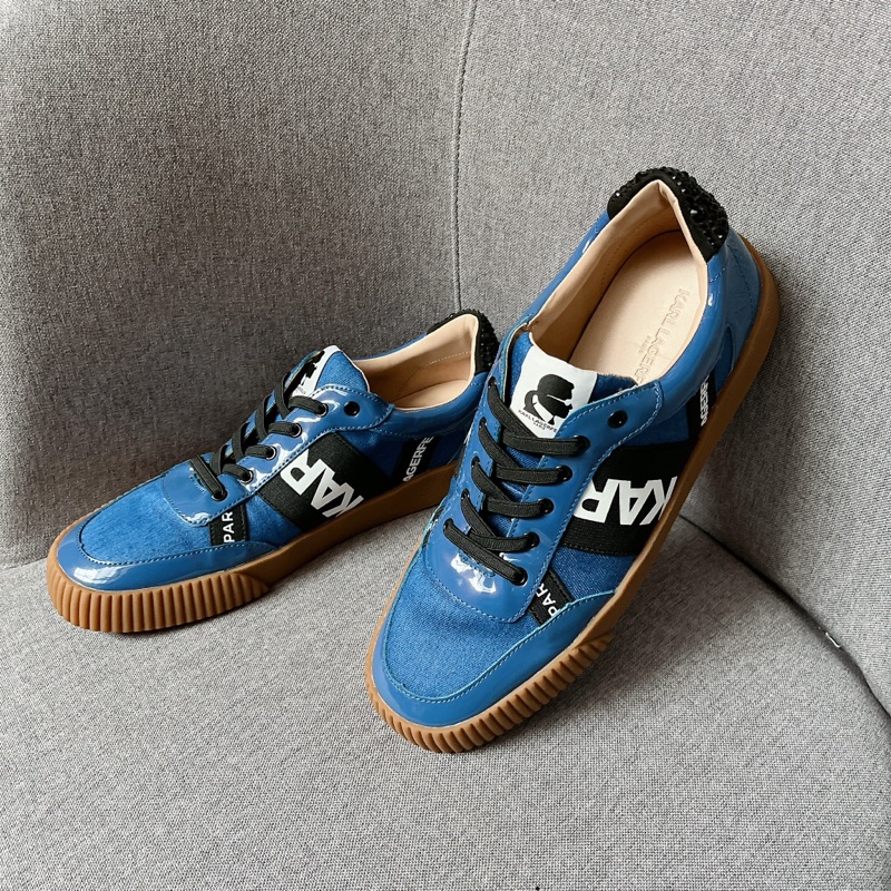 莉亞精品♡Karl 藍色拼接板鞋40 二手-0