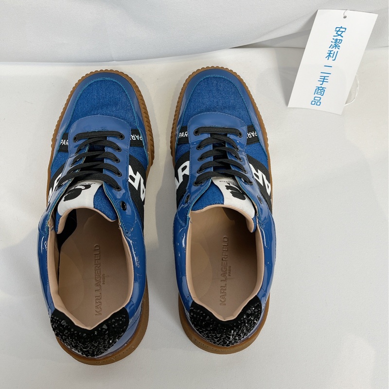 莉亞精品♡Karl 藍色拼接板鞋40 二手-4