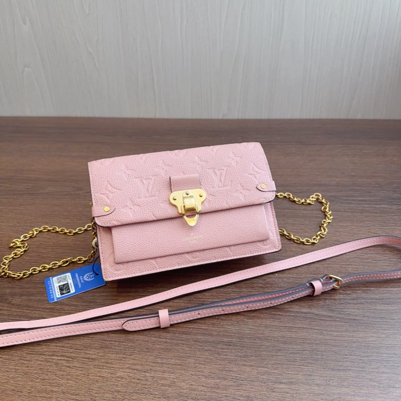 路易威登/Louis Vuitton 櫻花粉金扣全皮Vavin Woc鏈條包 肩帶2-0