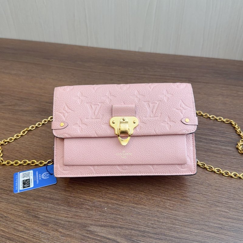 路易威登/Louis Vuitton 櫻花粉金扣全皮Vavin Woc鏈條包 肩帶2-5