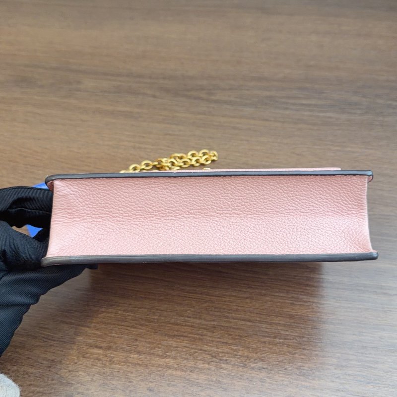 路易威登/Louis Vuitton 櫻花粉金扣全皮Vavin Woc鏈條包 肩帶2-7