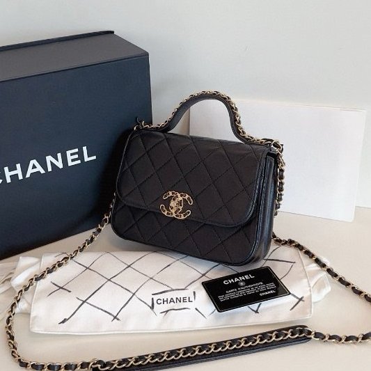 近新品 香奈兒/Chanel 黑金19bag繫列郵差包-3