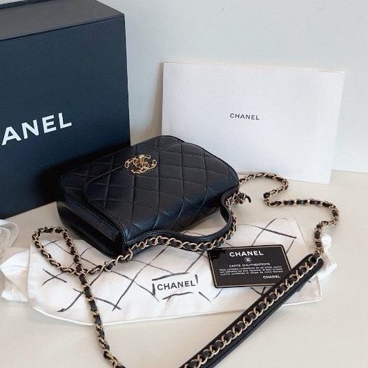 近新品 香奈兒/Chanel 黑金19bag繫列郵差包-4