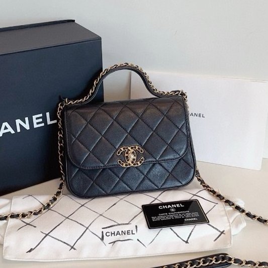 近新品 香奈兒/Chanel 黑金19bag繫列郵差包-5