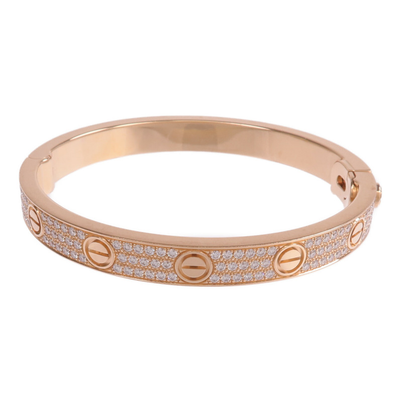 CARTIER 18K玫瑰金Love Bracelet Full Diamonds鑽石手鐲Cartier#16-2