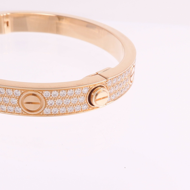 CARTIER 18K玫瑰金Love Bracelet Full Diamonds鑽石手鐲Cartier#16-4