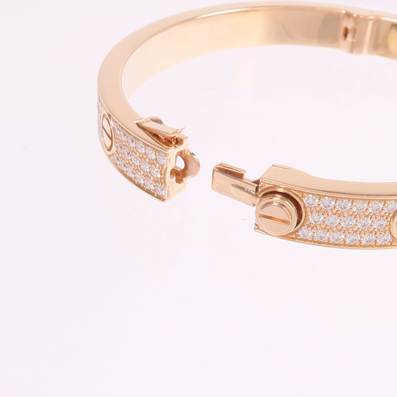 CARTIER 18K玫瑰金Love Bracelet Full Diamonds鑽石手鐲Cartier#16-5